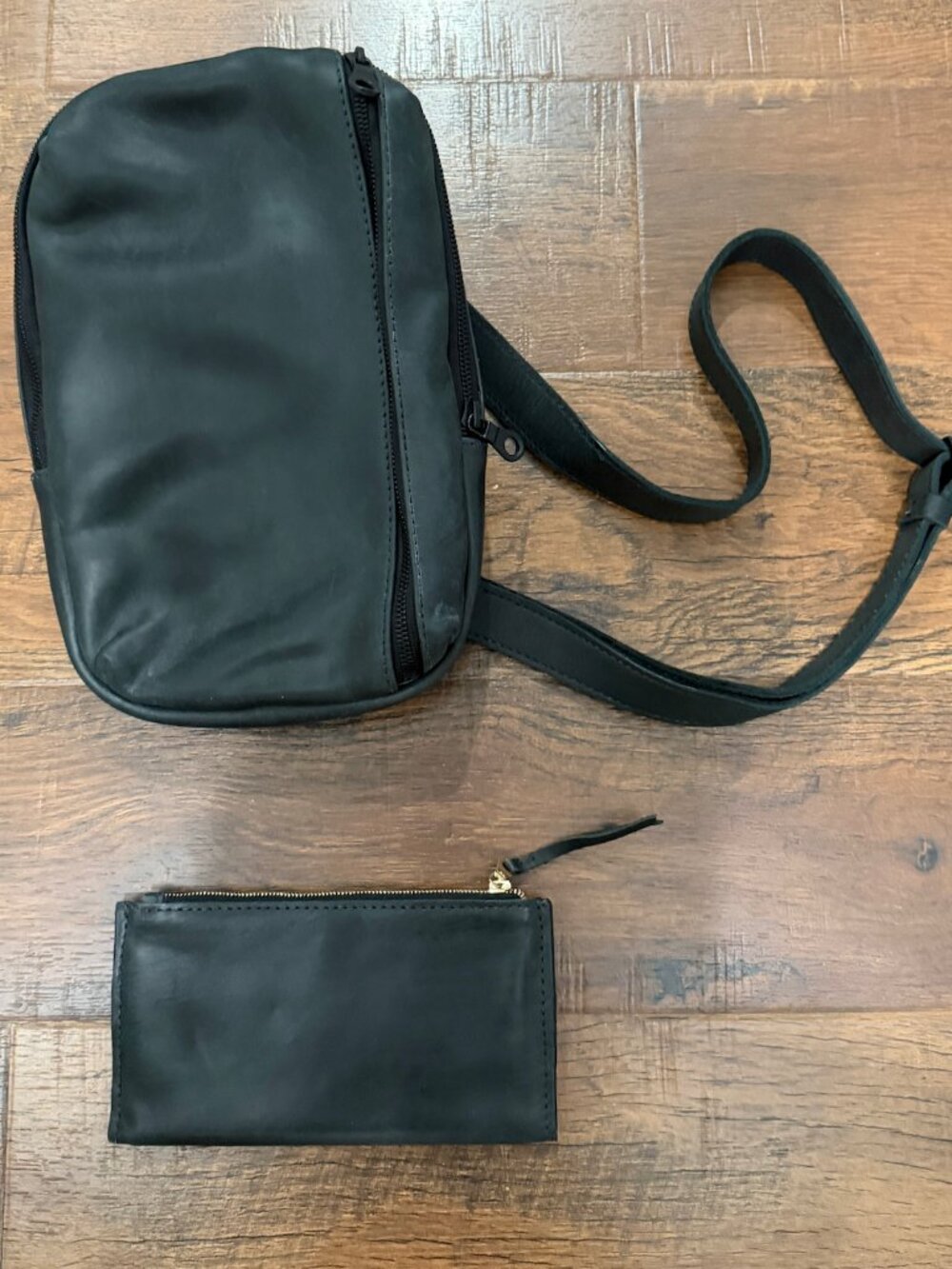 Parker Clay Bale Leather Sling Bag and Letty Bifold Slim Wallet - Black